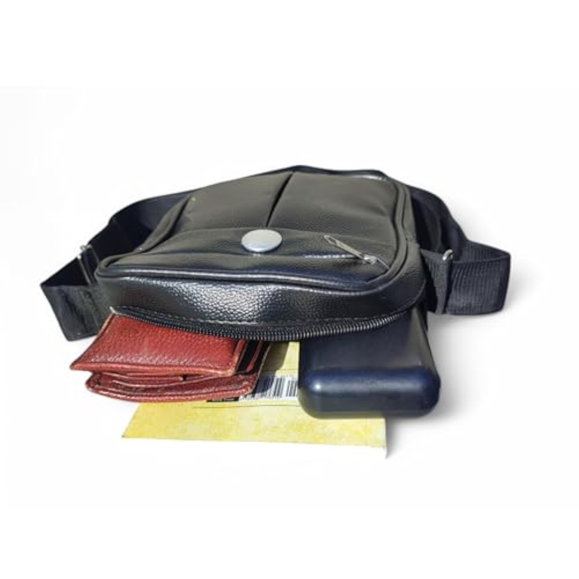 PU Leather Messenger Sling Bag with Adjustable Strap